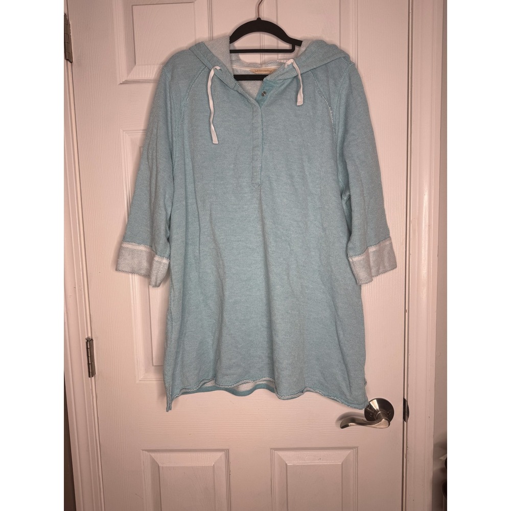 SOFT SURROUNDINGS‎ Just Beachy French Terry Pullover Teal Size 1XL